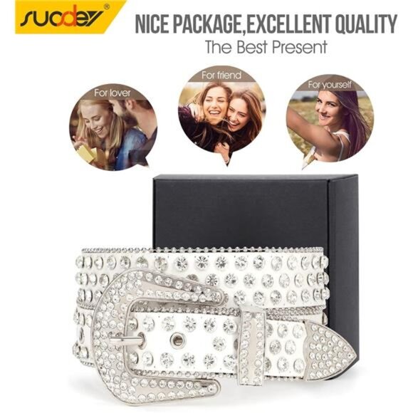 Rhinestone Belt for Men Women Western Cowboy Cowgirl Bling Studded - Picture 13 of 14